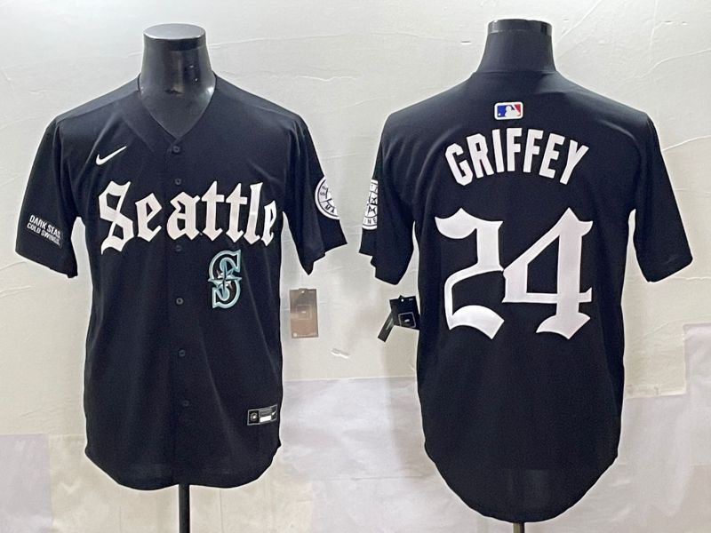 Men 2025 Seattle Mariners #24 Griffey Black Five generations Joint Name Nike MLB Jersey style 20->seattle mariners->MLB Jersey